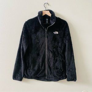 The North Face Black Teddy Fleece Fur Jacket Zipper Pockets Size Medium